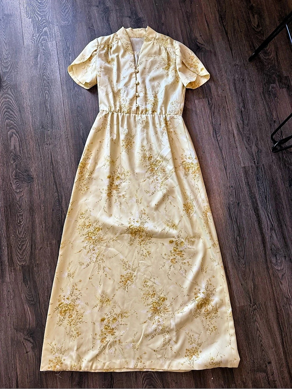 Vintage Handmade Floral Maxi Dress in Yellow